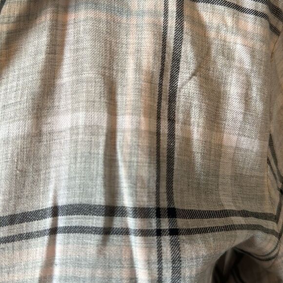 Ann Taylor LOFT sz S button front long sleeved grey plaid top - Picture 6 of 8